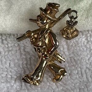Vintage Unisex Gold Tone Chimney Sweep Brooch Pin - Lucky Charm Jewelry